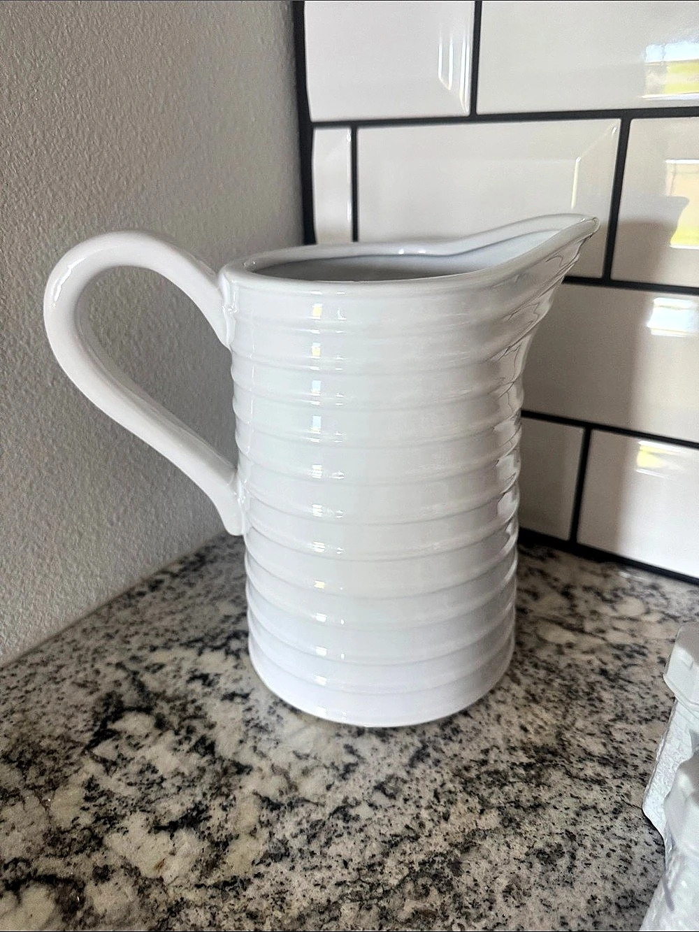 White Ribbed Pitcher